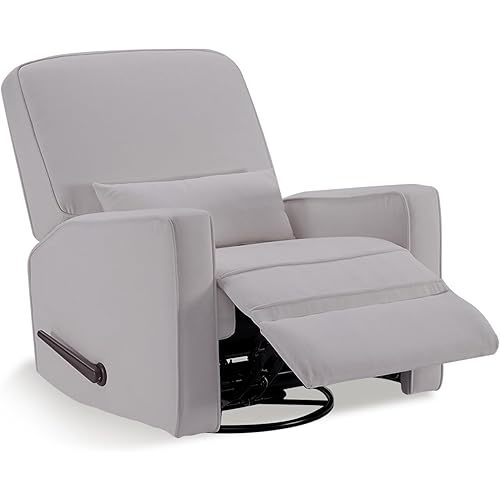 Tbfit Recliner Chair Swivel Glider, Nursery Rocker Recliners with Lumbar Support, Rocking Sofa Chair, Overstuffed Manual Glider Recliner for Baby Room, Living Room, Light Gray
