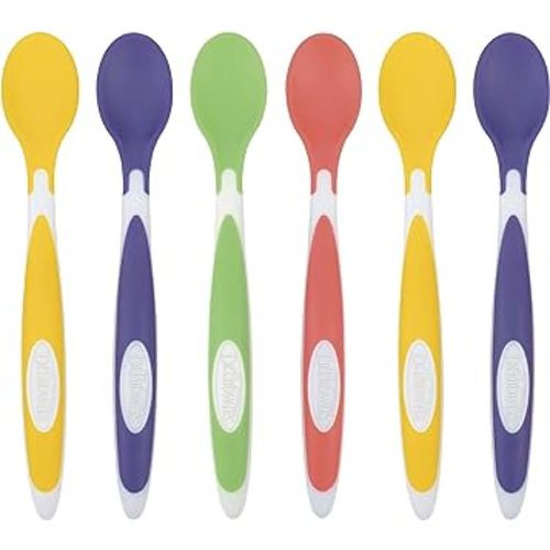 Dr. Brown's Soft-Tip Toddler Spoons with Long Handle for Baby-Led Weaning, BPA Free - 6-Pack