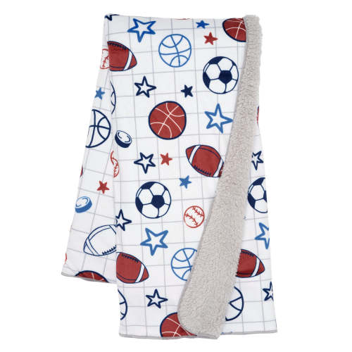 Baby Sports White Fleece Baby Blanket - Football/Basketball/Baseball
– Lambs & Ivy
