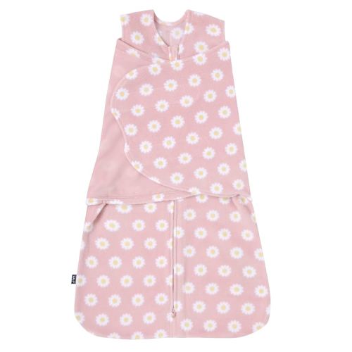 HALO Micro-Fleece Sleepsack Swaddle, 3-Way Adjustable Swaddle Blanket, TOG 3.0, Daisy, Newborn, 0-3 Months