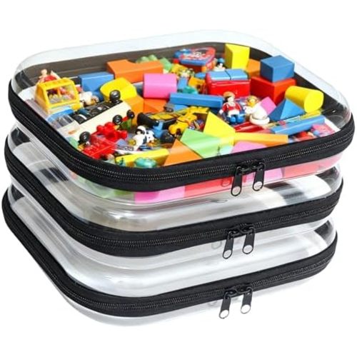 3PCS Zippered Transparent Cases for Snacks,Portable Waterproof Cosmetic Bag with Zipper,Clear Hard Shell Zipper Case for Cosmetic Storage, Putting Snacks, Pencil Case