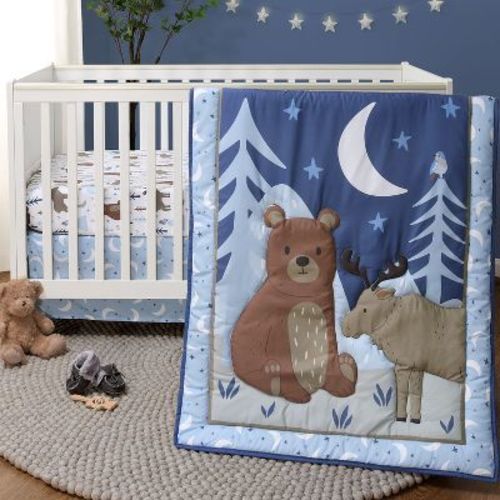The Peanutshell Crib Bedding Set for Baby Boys, Under the Stars, 3 Pieces