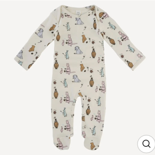 long sleeve lap neck footie | pooh + friends | organic cotton interlock