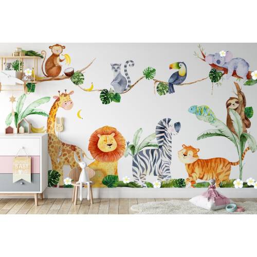 Nursery Wall Decal - Jungle Animals Stickers for Wall - Safari Animals Decal - Zoo Animal Decals - Playroom Wall Decor