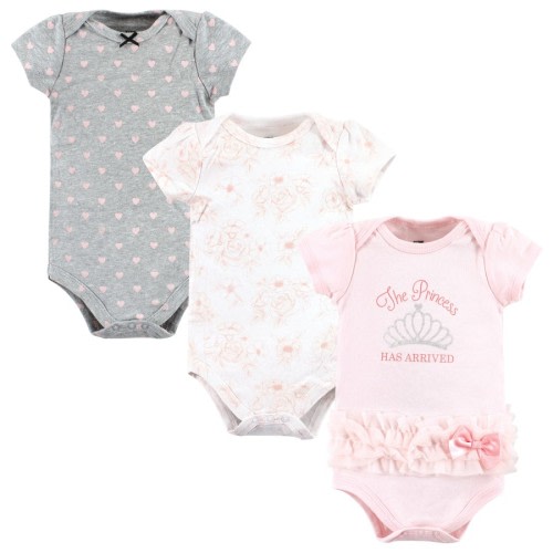 Hudson Baby Infant Girl Cotton Bodysuits, Princess Arrived Tutu, 0-3 Months