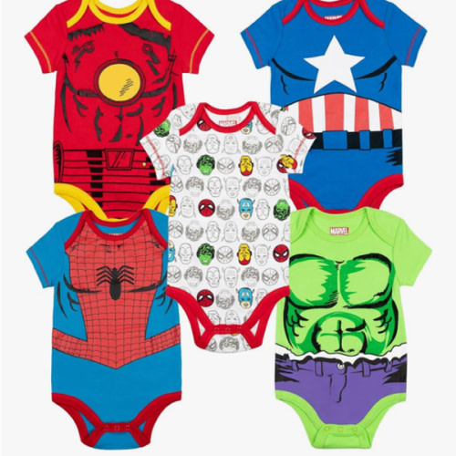 Marvel Avengers Baby 5 Pack Bodysuits Newborn to Infant Sizes (Newborn - 24 Months)