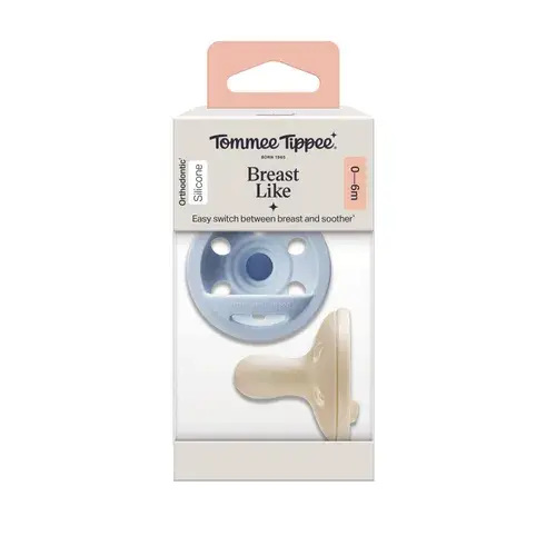 Tommee Tippee Breast-Like Soother Silicone 0-6 Months 2 Pack Multi | Baby Bunting AU