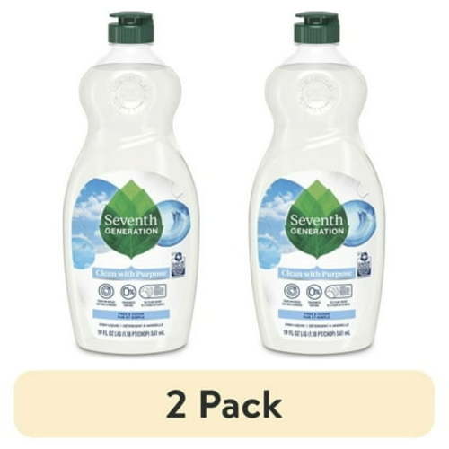 (2 pack) Seventh Generation Dish Soap Liquid, Free & Clear, 19 oz