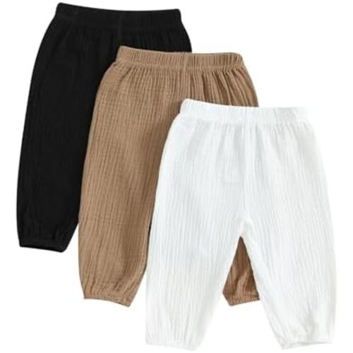 3 Pack Toddler Baby Boy Girl Solid Color Shorts Elastic Waist Casual Short Trousers Spring Summer Fall Short Pants