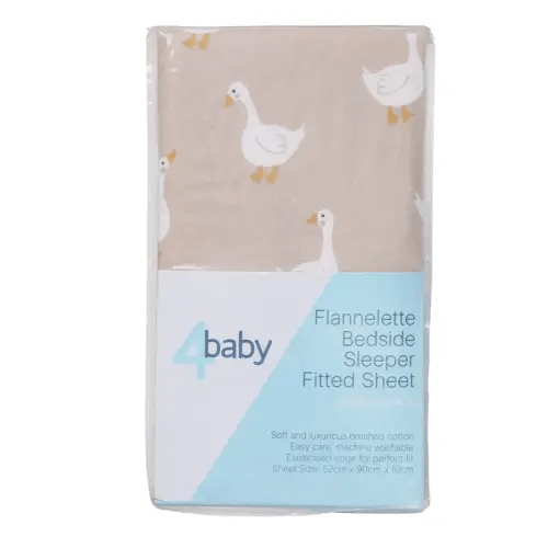 4Baby Fitted Sheet Bedside Sleeper Flannel Goosey Gander | Baby Bunting AU