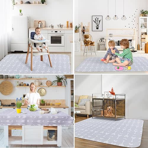51" Splat Mat for Under High Chair/Arts/Crafts, WOMUMON Baby Washable Spill Mat Waterproof Anti-Slip Floor Splash Mat, Portable Play Mat and Table Cloth (Arrow, 51")