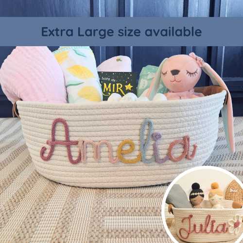 Baby shower gift basket, Personalized baby Gift, Nursery decor Basket, Baby name Gift storage baby girl gift, baby boy gift
