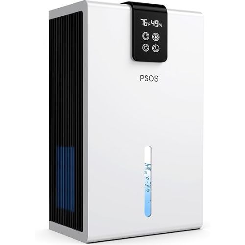 Dehumidifier, Dehumidifiers for Home, 98 OZ Water Tank, (1000 sq.ft) Quiet Dehumidifier for Basement Bathroom Bedroom with Humidity Display, Auto Shut Off, Relaxing 7 Color Ambient Light(White)