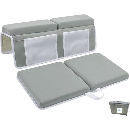 QSYZanZan Bath Kneeling Pad,Bathing Kneeler with Elbow Rest Set,with Toy Organizer,1.5" Thick,Arm Support Bathtub Knee Mat,Comfortable,Quick Drying