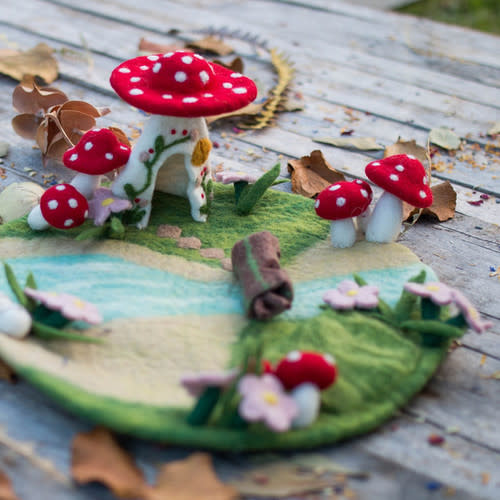 GUS + MABEL Felt Fairy Streamlet Habitat Play Mat Playscape | themulberrytreehouse