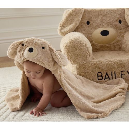 Faux-Fur Puppy Animal Baby Hooded Towels