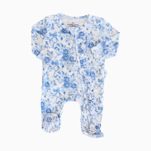 Caden Lane Ruffle Zipper Footie - Betsy's Blooms, 0-3 M