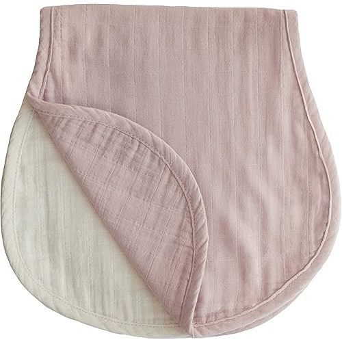 mushie Muslin Baby Burp Cloths | 100% Organic Cotton, Set of 2 (Blush/Fog)