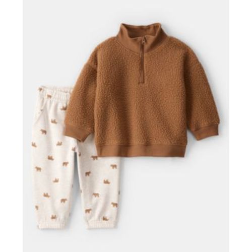 Baby Boys Teddy Pullover Jacket and Joggers, 2-Piece Set