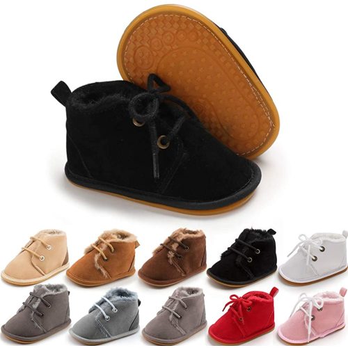 Meckior Baby Booties Newborn Infant Unisex Baby Girls Boys Velvet Rubber Anit-Slip Sole Shoes Toddler Fleece Cozy Winter Warm Prewalker Boots