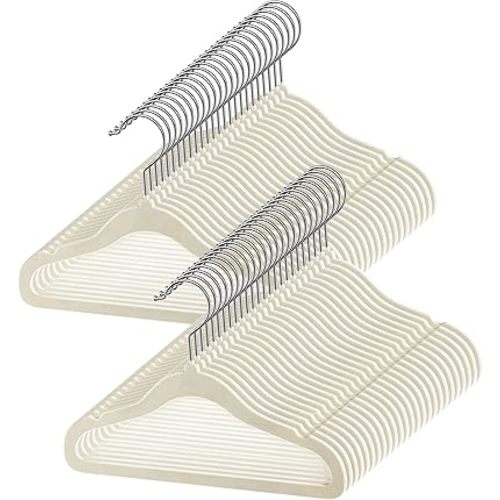 GoodtoU Velvet Kids Hangers 50 Pack, Baby Hangers for Closet Childrens Hanger Non Slip Velvet Clothes Hanger for Baby and Kids (Ivory 50Pack)