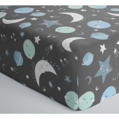 Blue To the Moon and Back Fitted Crib Sheet - Little Sleepies