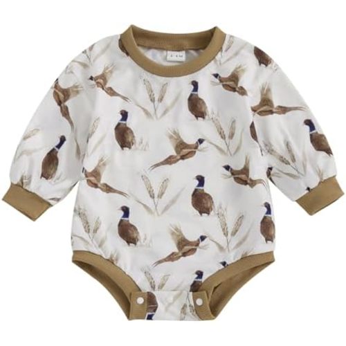 Hunting Baby Clothes Newborn Boy Girl Mallard Duck Sweatshirt Romper Long Sleeve Bubble Romper Bodysuit Fall Outfits