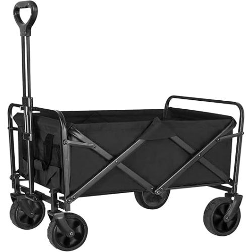 Folding Wagon Cart, Beach Wagon with Big Wheels for Sand, Collapsible Wagon, Grocery Cart