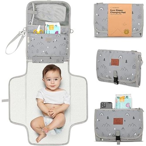 KeaBabies Portable Diaper Changing Pad - Waterproof Travel Changing Mat for Baby, Foldable Baby Diaper Clutch,Detachable Baby Travel Diaper Mat for Diaper Changing Station,Diaper Change Mat (Woodland)