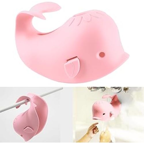 Bath Spout Cover for Bathtub,Baby Shower Protector Cover A Fun Way to Protects Baby from Bumping Head During Bathing Time Cute Soft Whale Design Making for Enjoyable Safe Baths (Pink)