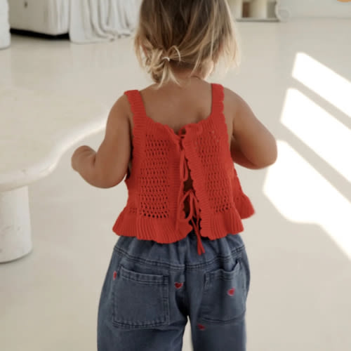 AVA CROCHET TOP - RED