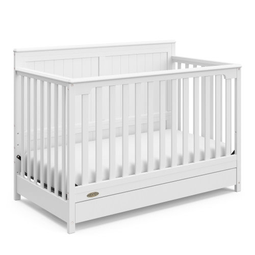 Graco Hadley 5-in-1 Convertible Crib with Drawer (White) –Crib with Drawer...