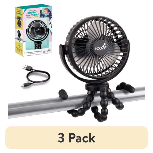 (3 pack) Hoovy Portable & Rechargeable Stroller Fan
