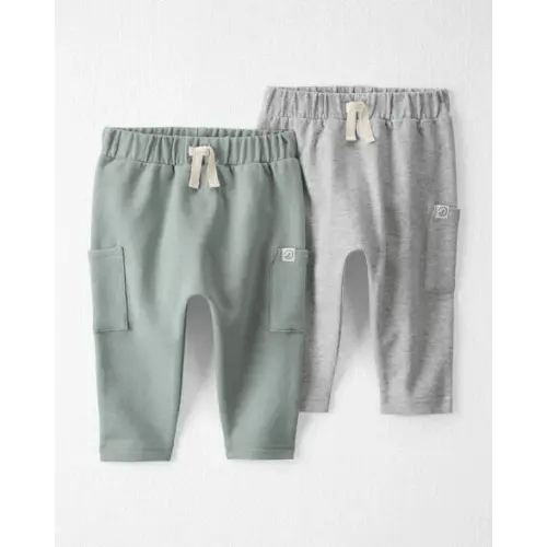 Baby 2-Pack Organic Cotton Pants in Sage Pond & Heather Grey - Little Planet | Carter's