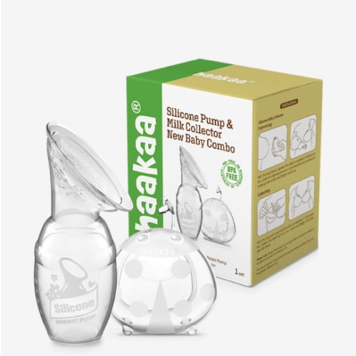 haakaa Manual Breast Pump for Breastfeeding 4oz/100ml and Ladybug Milk Collector 2.5oz/75ml Combo, Food-Grade Silicone