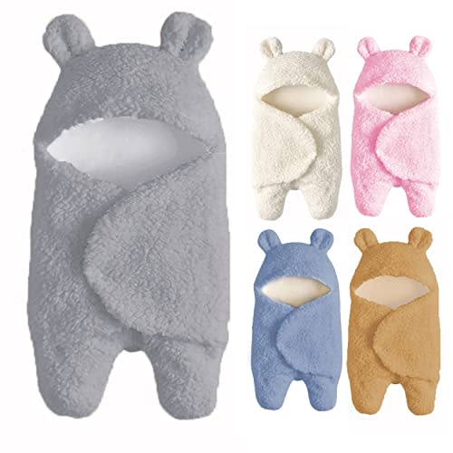 Nunibum Baby Swaddle Blanket Boys Girls Cute Cotton Plush Receiving Blanket Ultra-Soft Newborn Sleeping Wraps for Infant 0-6 Months Baby Girl Shower Gift - Grey, One Size (Grey-Sw)