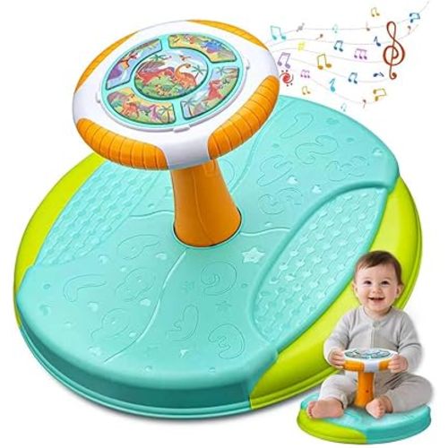 Dinosaur Sit and Spin Toys for Toddlers 1-3, 360° Toddler Spinning Seat with LED Lights and Music Christmas Birthday Gift for 1 2 3 Years Old Boys Sensory Toys Toddler Activities