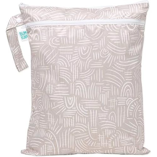 Bumkins Waterproof Wet Dry Bag for Baby, Travel, Swim Suit, Cloth Diapers, Pump Parts, Pool, Gym Clothes, Toiletry, Strap to Stroller, Daycare, Zip Reusable Bag, Wetdry Packing Pouch, Boho Beige