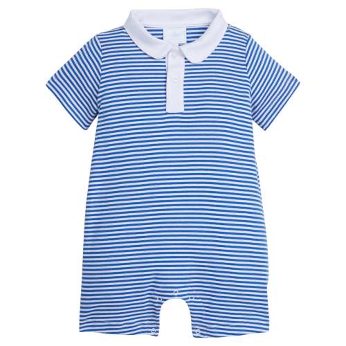 Peter Pan Polo Romper - Royal Stripe
