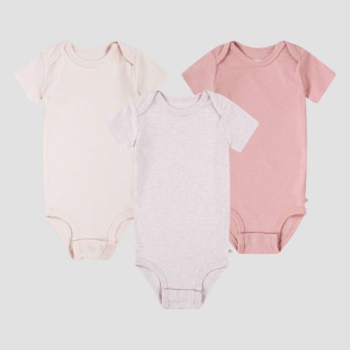 Huggies Baby Girls' 3pk Organic Bodysuit - Pink 6m