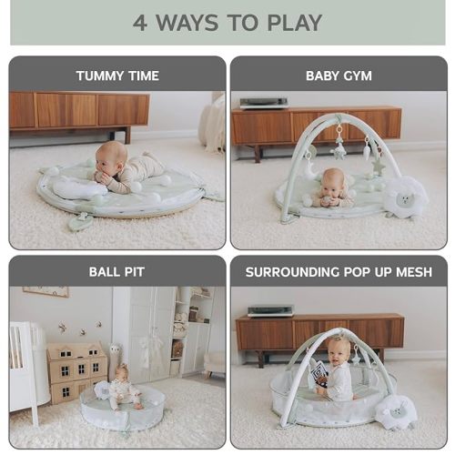 6-in-1 XL Play Mat & Play Gym, Baby Gym, Baby Activity Gym, Sensory Exploration and Motor Skill Development Toys (Sage) - Sage Green