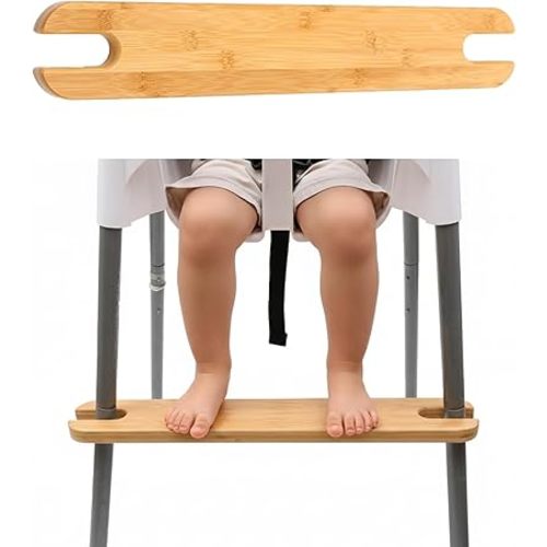 PandaEar High Chair Footrest for IKEA Antilop, Adjustable Height Natural Bamboo Wooden Footrest with Rounded Corners, Baby High Chair Accessories