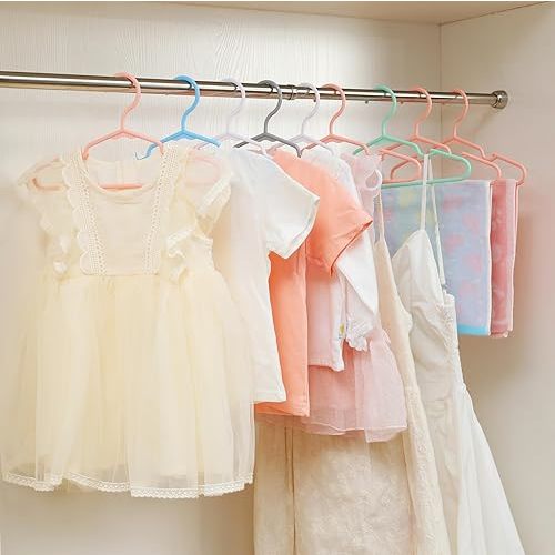 100 pcs White Baby Nursery Closet Hangers,Non-Slip Laundry Infant Pant Hanger for Newborn Clothes,Ultra-Thin Child Coat Hanger for Girl Boy Toddler Kid