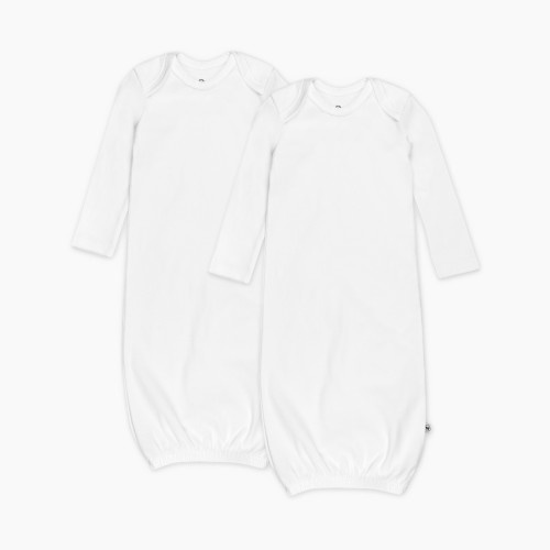 Honest Baby Clothing 2-Pack Organic Cotton Sleeper Gowns - Bright White, 0-6 M, 2