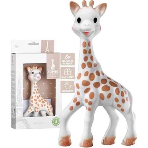 Sophie la Girafe, Baby Teething Toy, 100% Natural Rubber, Multi-Sensory Engagement, Interactive Squeaker, Safe for Newborns, Teether Relief, Baby Gift, Soothing Chew Toy for 0+ Months
