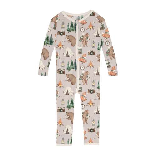 Print Convertible Sleeper with Zipper in Latte Camping Animals