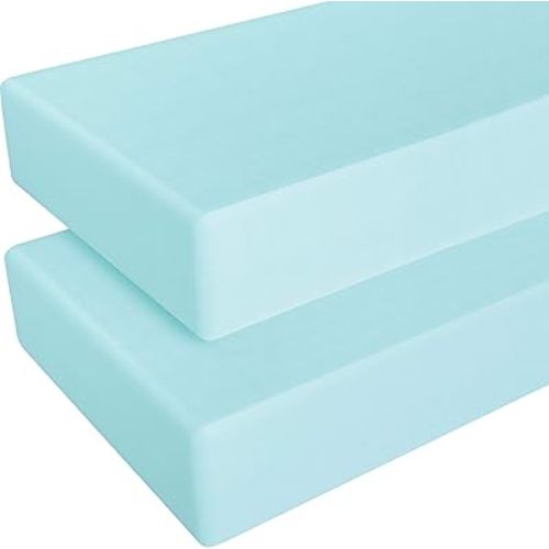 NTBAY 2 Pack 100% Brushed Microfiber Fitted Crib Sheet, Super Soft and Cozy 28x52 Crib Sheet for Standard Crib and Toddler Mattresses, Boys, Girls, Unisex, Aqua, 28x52 Inches