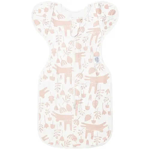 Baby Transitional Swaddle Sleep Sack - Newborn Swaddle Transition Bag with Removable Cuffs Arms Up Design, Free Wearable Blankets, Pink & Rabbit (3-6 Month)