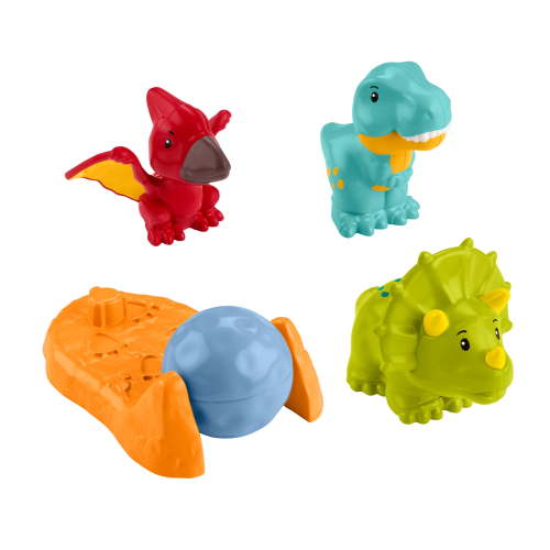 Fisher-Price Little People Friendly Dinosaur Figure Pack Toddler Toy, 4 Pieces for Pretend Play