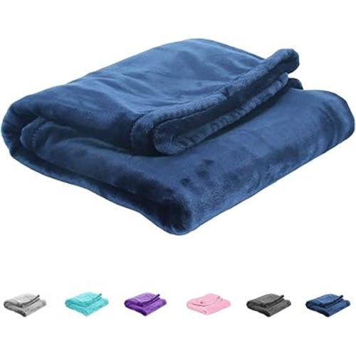 UOZZI BEDDING All-Season Flannel Fleece Baby Blanket for Girls & Boys - Ultra Soft Plush Thin Kids Toddler Blanket for Crib, Pram Strollers, Sofa, 100% Microfiber Polyester (Navy, 27"x39")